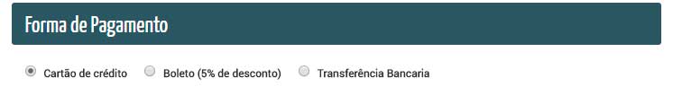 Forma de Pagamento transferência bancária