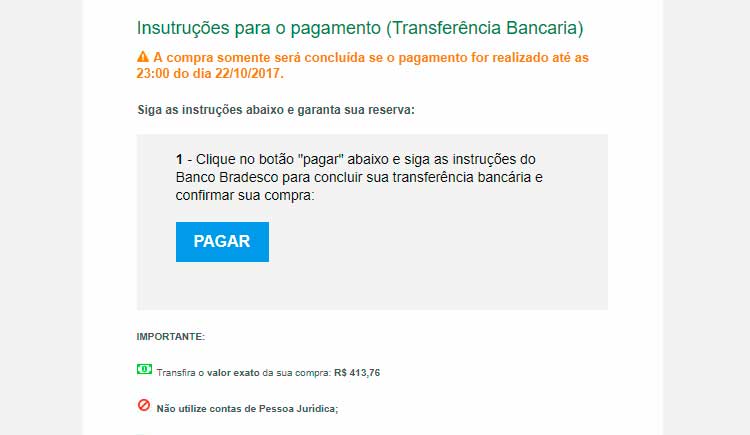 Transferência bancária pelo Bradesco