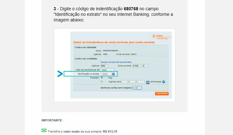 Transferência bancária pelo Itaú